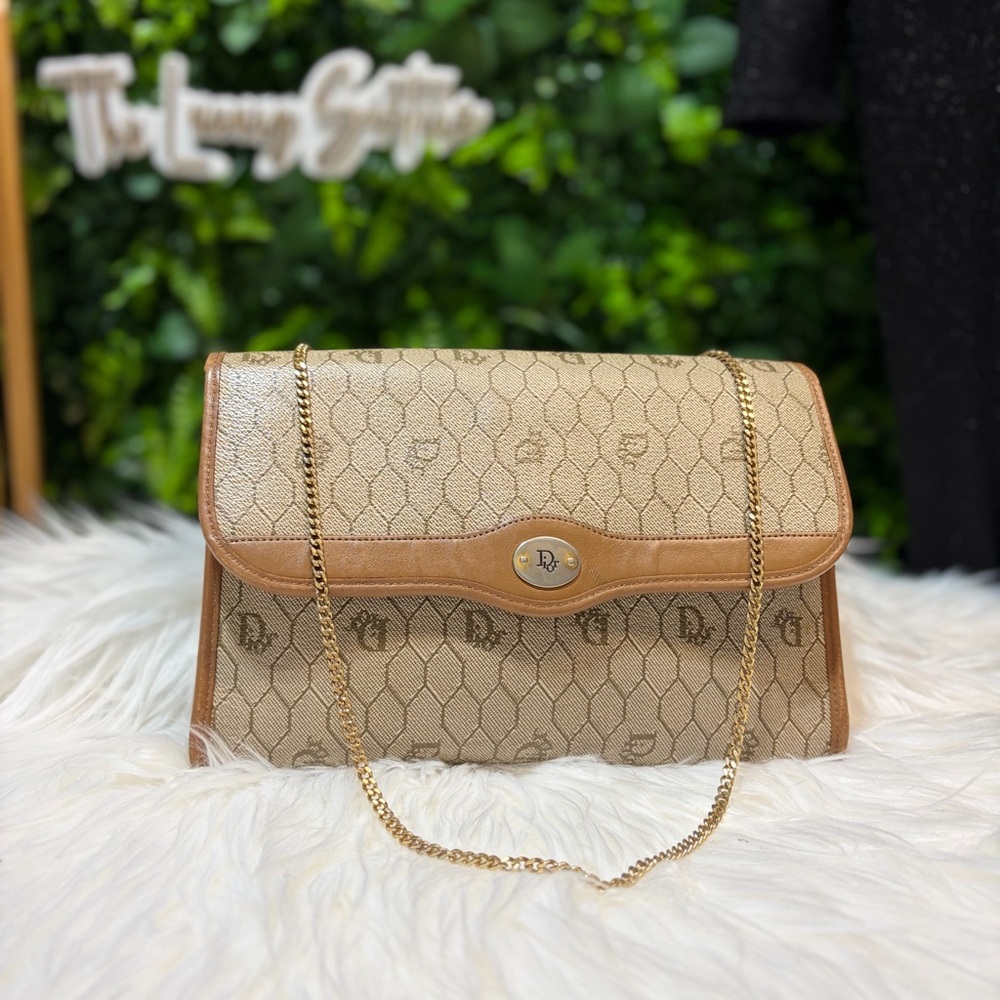 Vintage Christian Dior Honeycomb Canvas Crossbody Bag